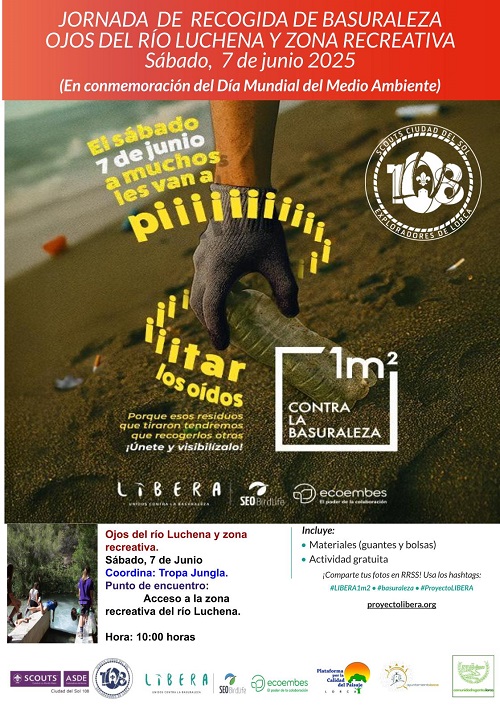 Jornada de limpieza medioambiental en los ojos del ro Luchena por los Scouts de Lorca.